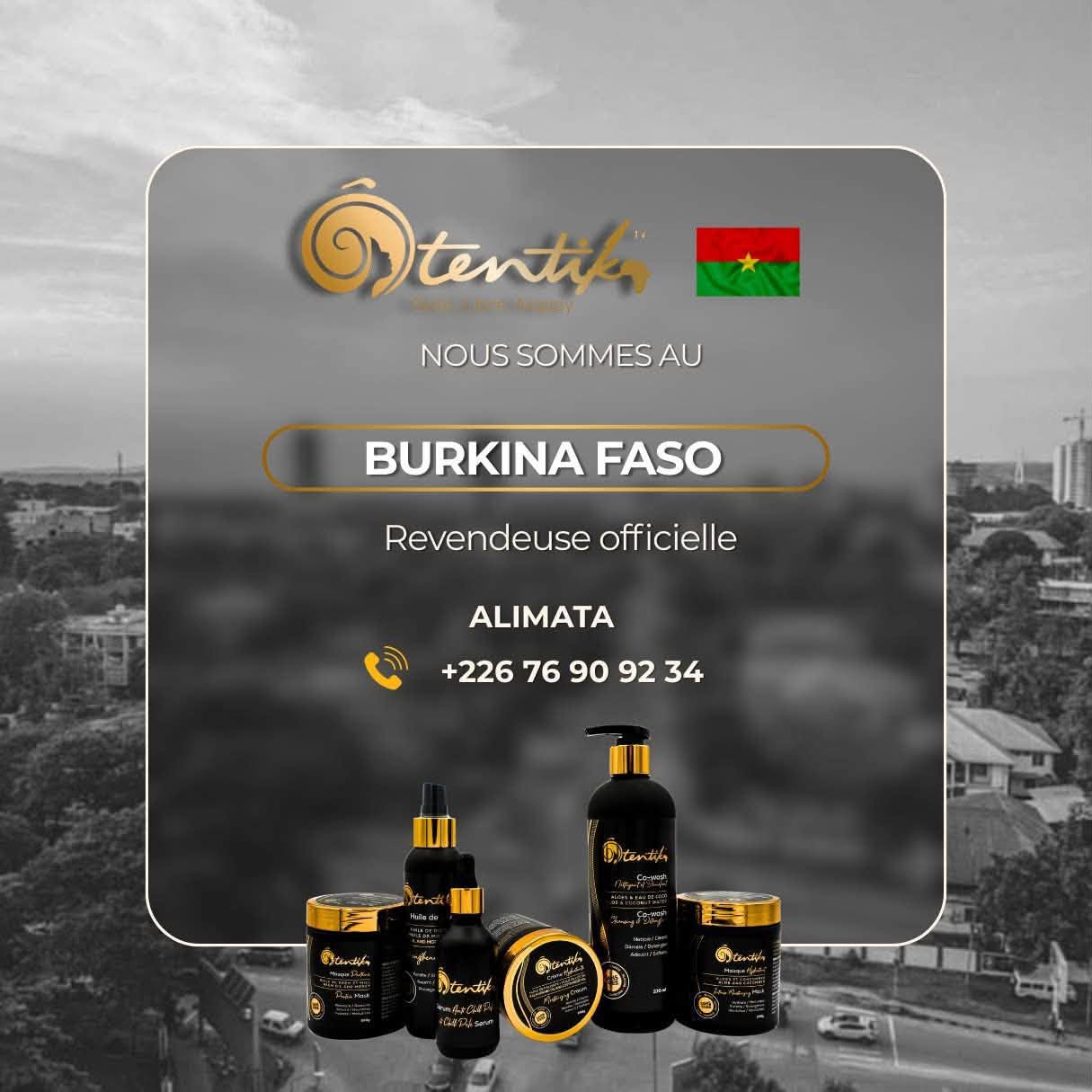Affiche de la revendeuse officielle Ôtentik au Burkina Faso