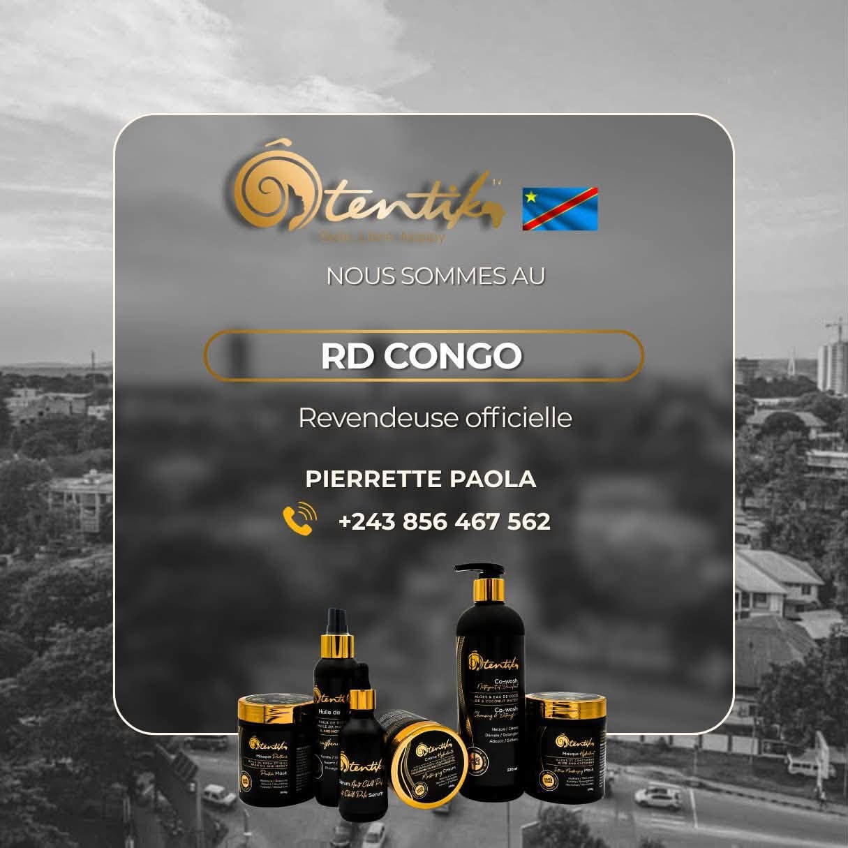 Affiche de la revendeuse officielle Ôtentik en RD Congo, Pierrette Paola