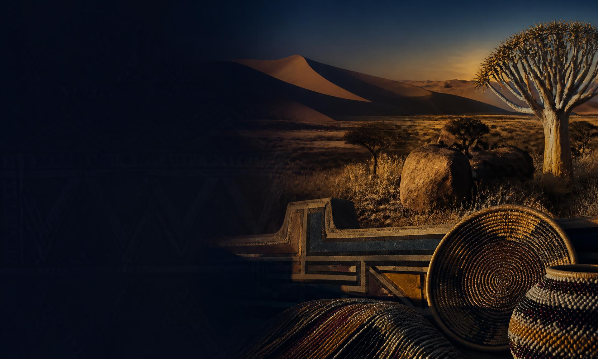 Dunes du Namib, motifs Ndebele et vannerie d'Afrique australe